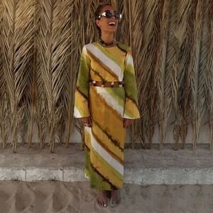 Women's Metallic Cut-out Waist Midaxi Dress